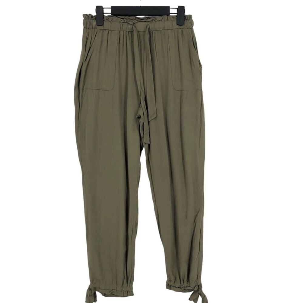 Lulus Sebastian Ankle Pants Women's Medium Olive Green Mid Rise Elastic Waist